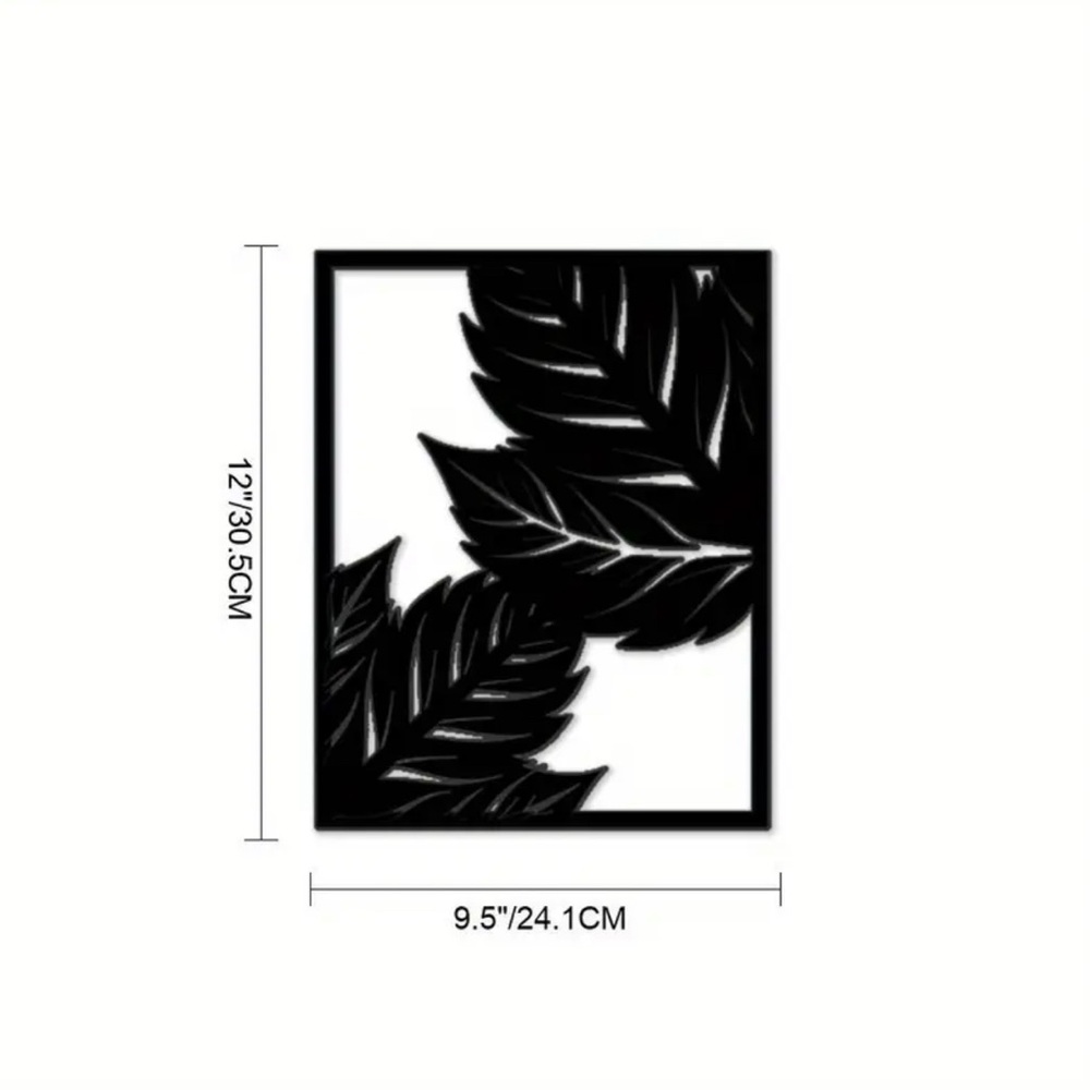 Black Leaf Wall Art Decor - Picture 2 of 5